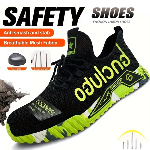 Zapatos de seguridad protectores con punta de acero para hombre, zapatos de trabajo antipinchazos, zapatos industriales transpirables, botas de seguridad para el trabajo indestructibles