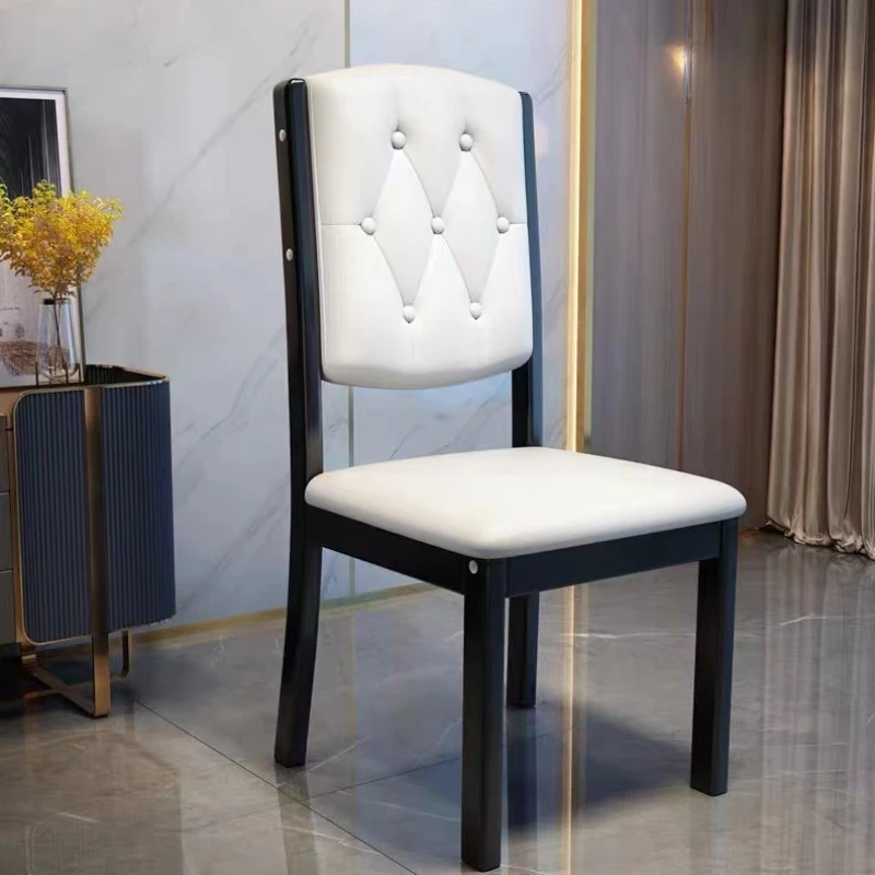 Design Modern Dining Chairs Oak Waterproof Leather Mobile Dining Chair Nordic Wood Armless Cadeiras De Jantar Home Furniture image 2