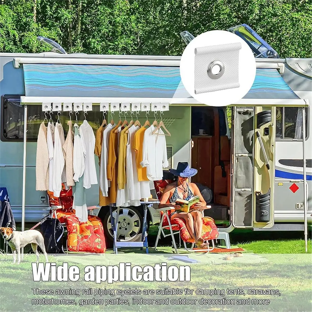 【AT48】 NEW Awning Rail Piping Eyelets for 5-8mm Rails, Heavy-Duty Piping Strips with Metal Grommets for RVs, Tents, Camping