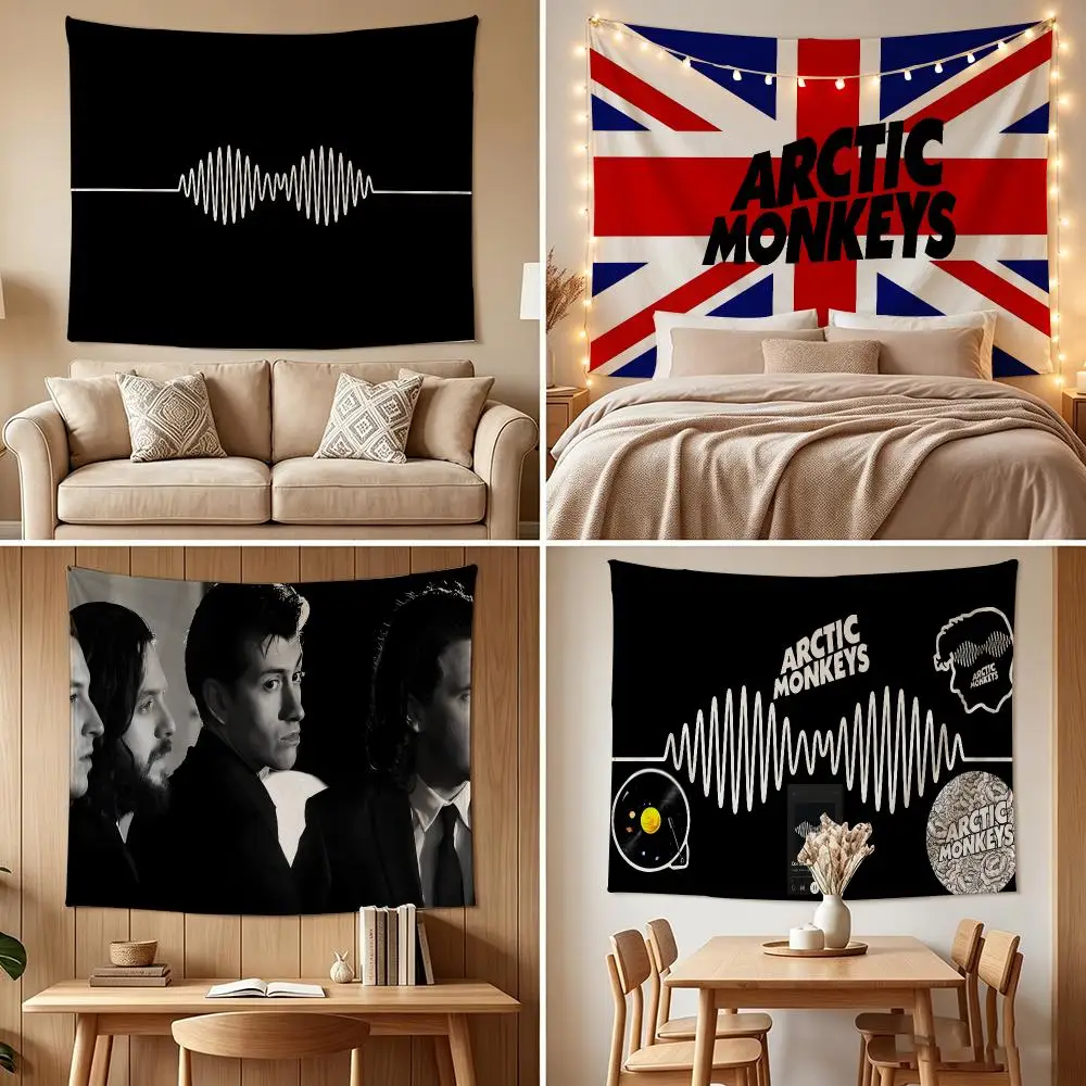 MUSIC Rock Band A-Arctic Monkeys Tapestry Custom Living Bedroom Party Dormitory Interior Wall Bohemian Decoration Attached Clip