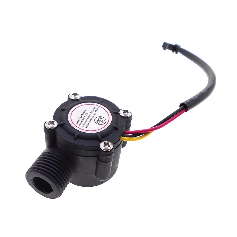 Sensor de flujo de agua YF-S201, interfaz G1/2 de 4 puntos, dispensador de agua, caudalímetro Hall, negro y blanco