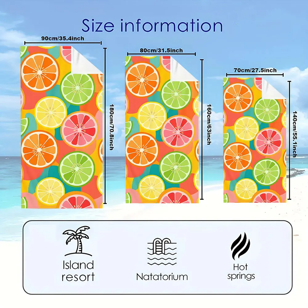 Colorful Citrus Slice Quick Drying Microfiber Beach Towel Lightweight for Swimming Camping Yoga - Bath Towel