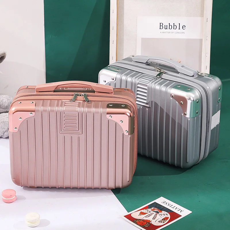 Women Carrying Suitcase Makeup Small Cosmetic Box 14 Inch Travel Tote Box Mini Rolling Luggage Bag 2024 New Fashion