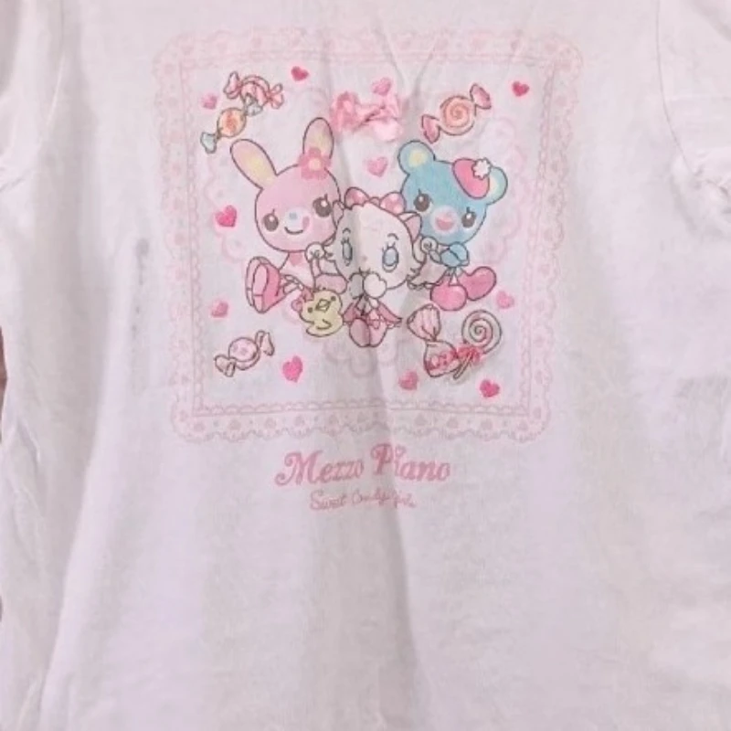 اليابانية Kawaii الكرتون تي شيرت مطبوع Harajuku عادية فضفاض نفخة كم بلايز 2025 الصيف المرأة لطيف الجرونج تكدرت القمم #4