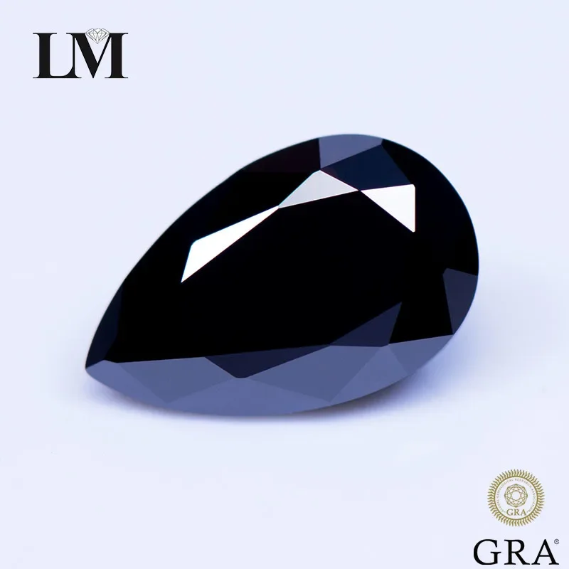 

Moissanite Stone Black Natural Color Pear Cut Gemstone Lab Grown Diamond For DIY Charms Jewelry Making Materials With GRA Report