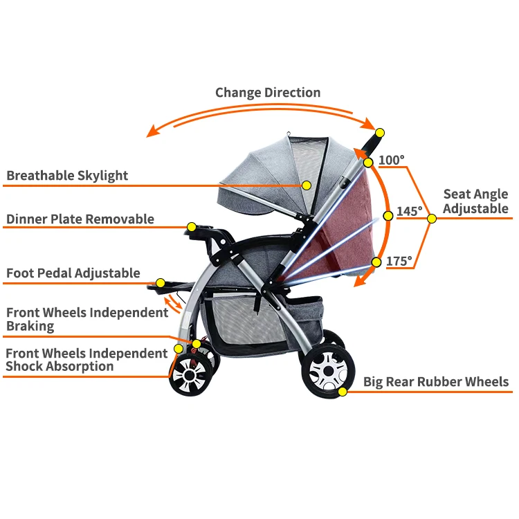 Multifunction Wholesale high quality foldable portable strong good custom push car Baby Strollers 0-3 for sale 2022