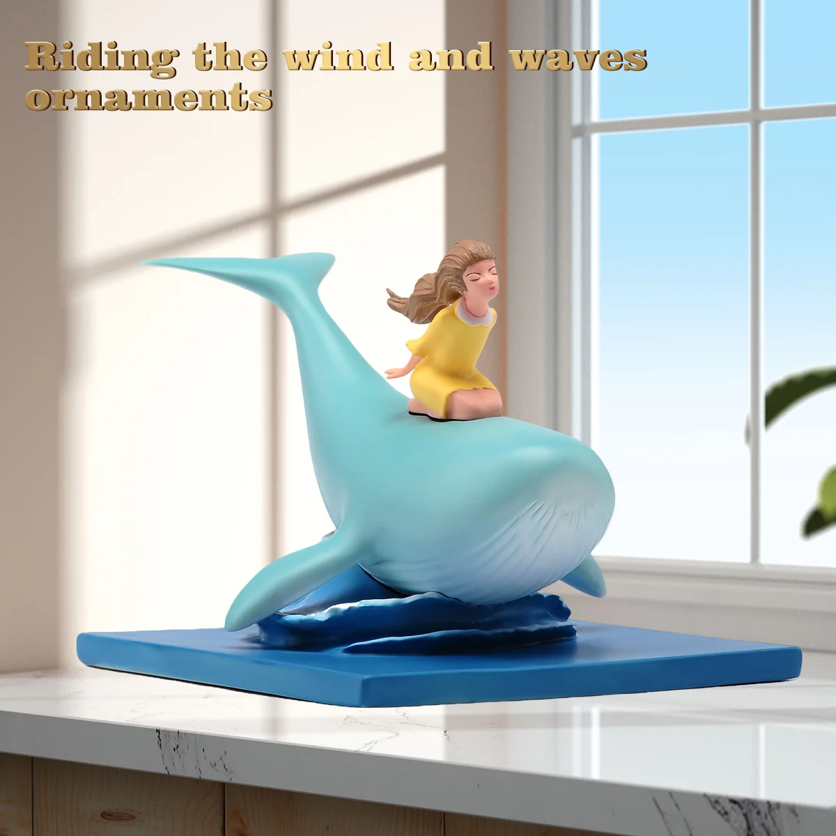 

Miniatures Anime Girl and Dolphin Figure Doll Model Desktop Ornament Decoration Birthday Gift Holiday Present Toys Crafts