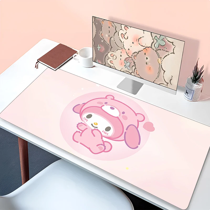 

Large Kawaii Mouse Pad M-my M-melody Carpet Laptop Pc Gamer Keyboard Mat XXL 900x400 Mousepad Edge White Tassel Rubber Table Mat