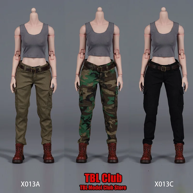 X013 A/B/C 1/6 مقياس الشارع نمط وظيفية العمل السراويل سترة مع حزام الملابس النسائية ل AT203 12 بوصة عمل الشكل الجندي