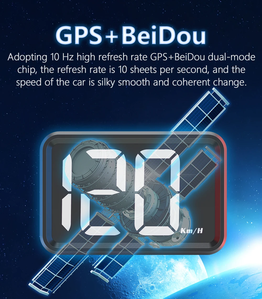 X1 GPS-Auto-Head-Up-Display für HUD, Kilometerstandsanzeige in KMH, weißes/grünes Licht, Geschwindigkeitsmesser für alle Fahrzeuge, Auto-Elektronikzubehör. – Detail 16