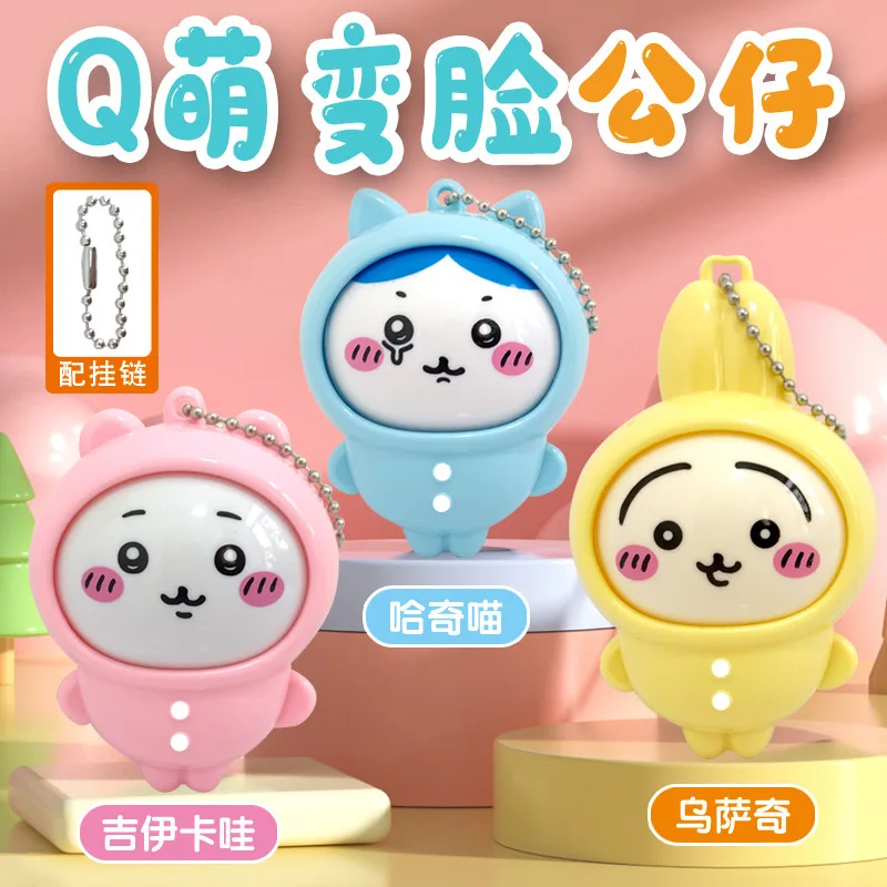 Cartoon Chiikawa Anime Face Changing Toy – Press To Transform Expression Schlüsselanhänger Figur Hachiware Usagi Kawaii Geschenkspielzeug