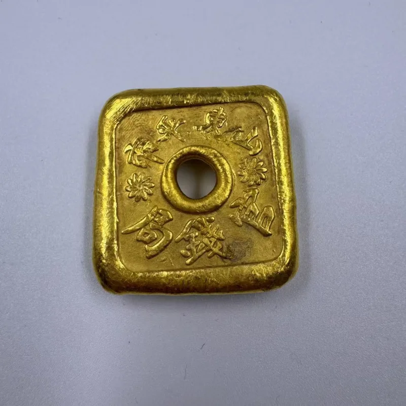 Antique Miscellaneous Items: Gilt Ingots, , Square Blocks, Pure Red Bars, Wanbao , Gold Plated Small