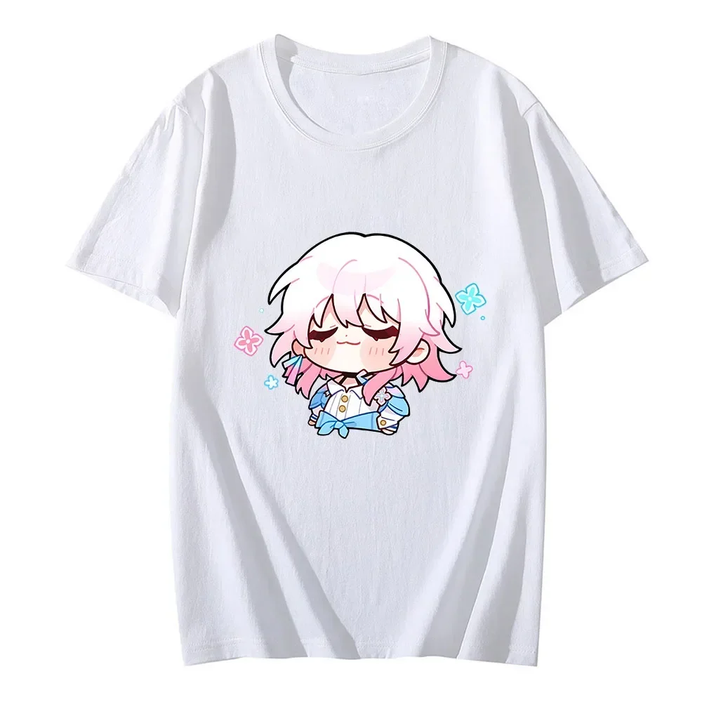 Honkai Star Rail March 7th T-shirt Female Proud Expression Kawaii Short Sleeve Tee Shirt Harajuku Summer O-Neck Clothing Y2k Top