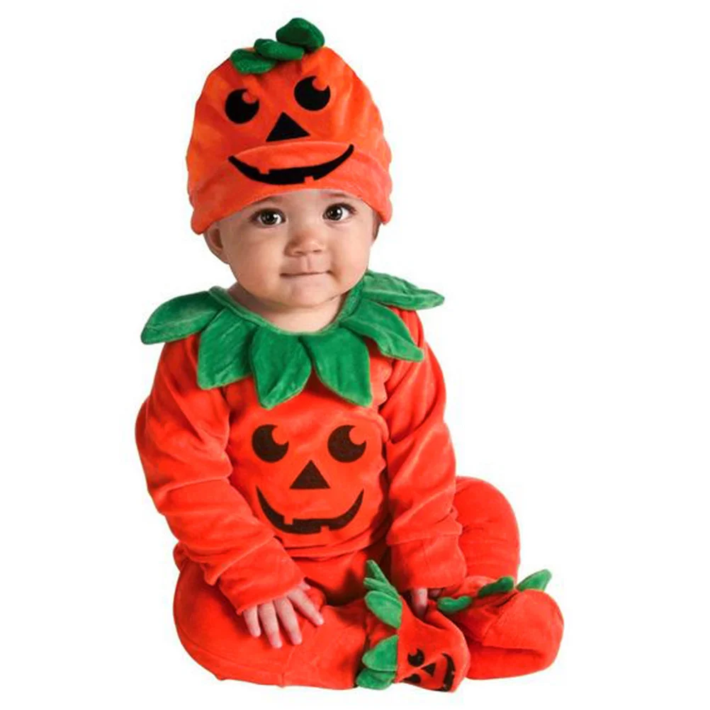 

Halloween Baby Pumpkin Jumpsuit Newborn Long Sleeve Costume Set Hat Shoes Infant Party Outfit Festival Clothes