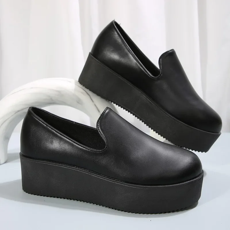 

Women's Loafers Platform Sole One Kick Round Toe Anti-Slip Sole 36-43 Shoes Women Leisure Work Fashion Roman Zapatillas De Mujer