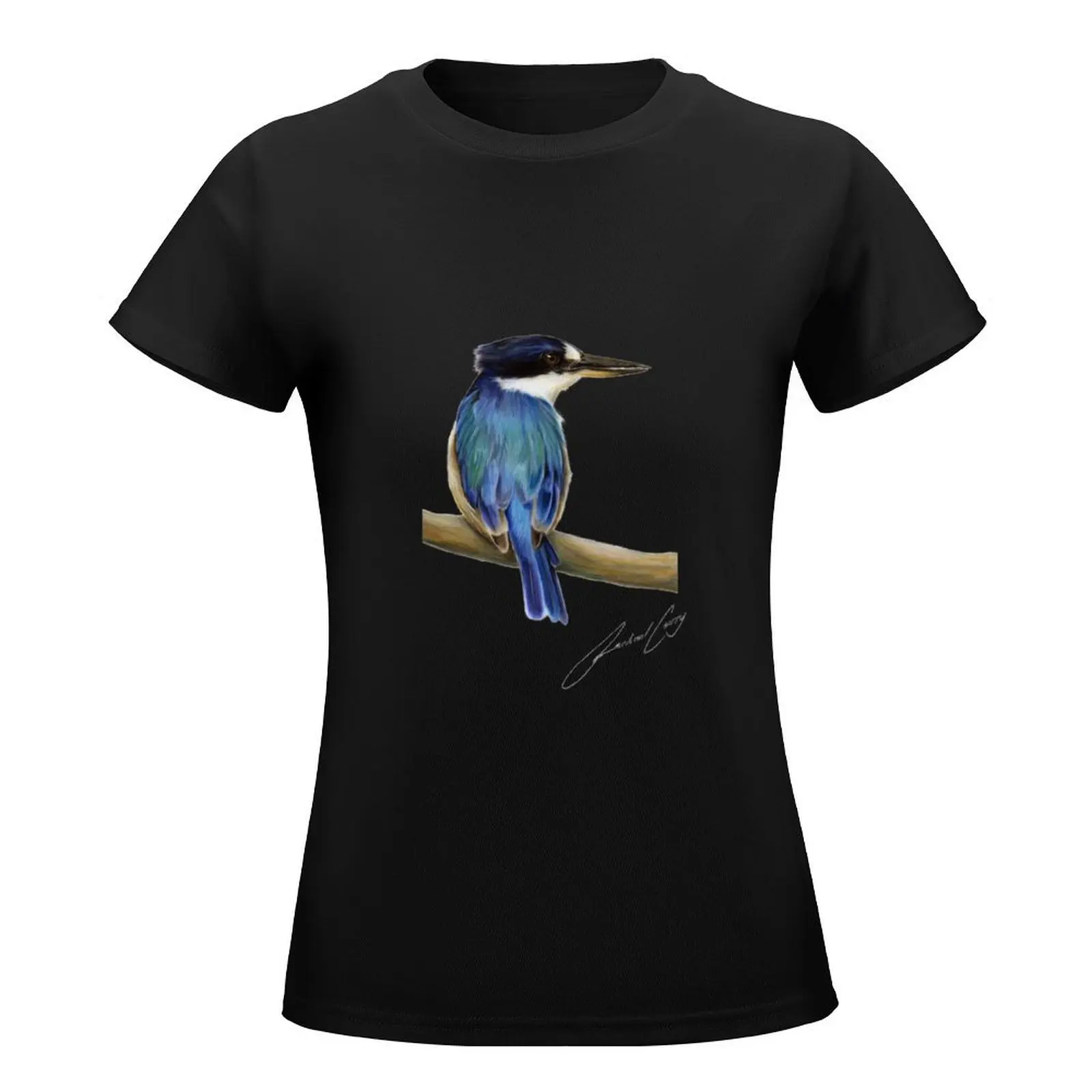 Forest Kingfisher SIGNED image bird T-Shirt heavyweights plus size tops quick drying t-shirt dress for Women plus size