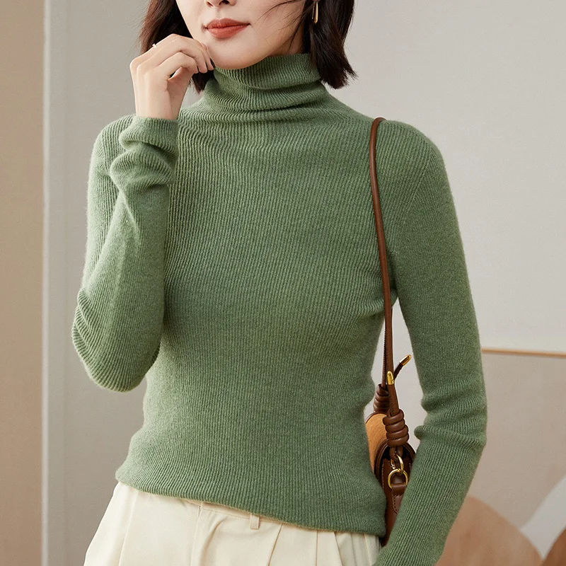 WinvyNee Women Clothing Merino Wool Sweater Slim Long Sleeve Top Turtleneck Jumper Soft Warm Knitted Pullover Autumn A1263004