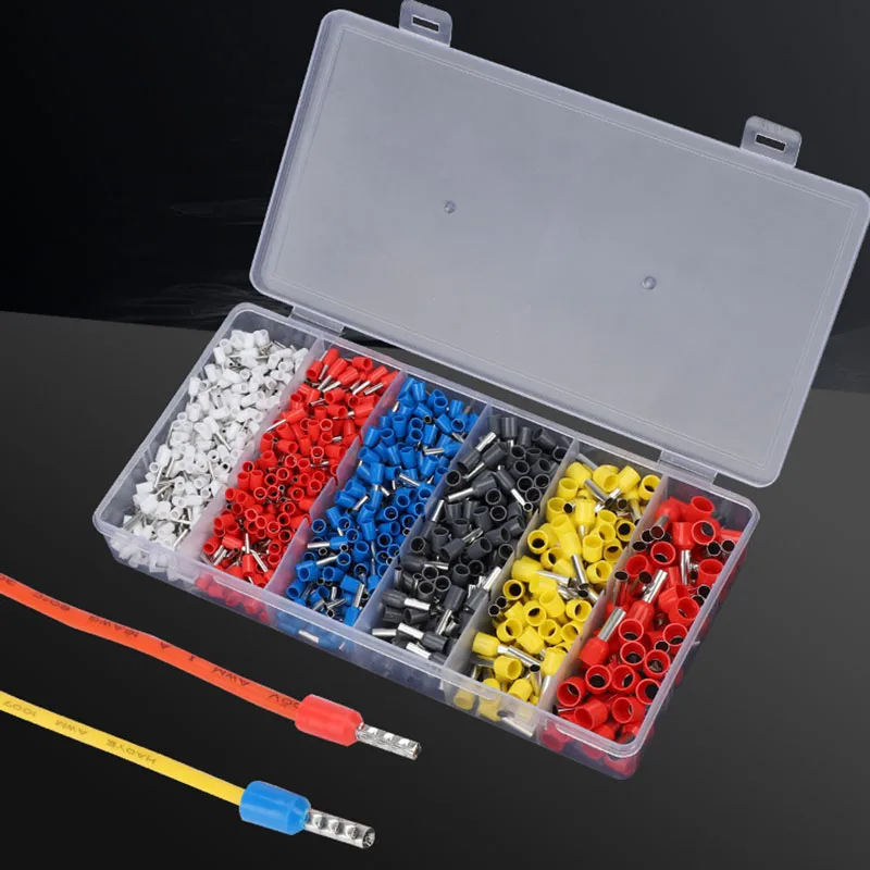

Tube Type Terminal VE Cold Pressing Terminal Wire Crimp Connectors Boxed E7508 E1508 2508 Electrician Electrical Insulation Kits
