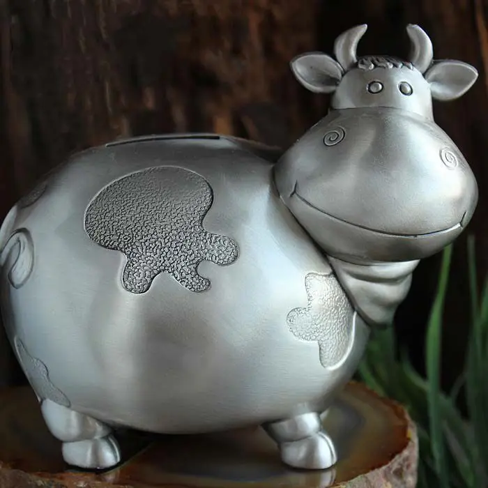 Metal Anti-drop Piggy Bank Creative Cute Zodiac Coin Monkey Bear Pig Rabbit Puppy Goat Milk Cow Large Piggy Bank