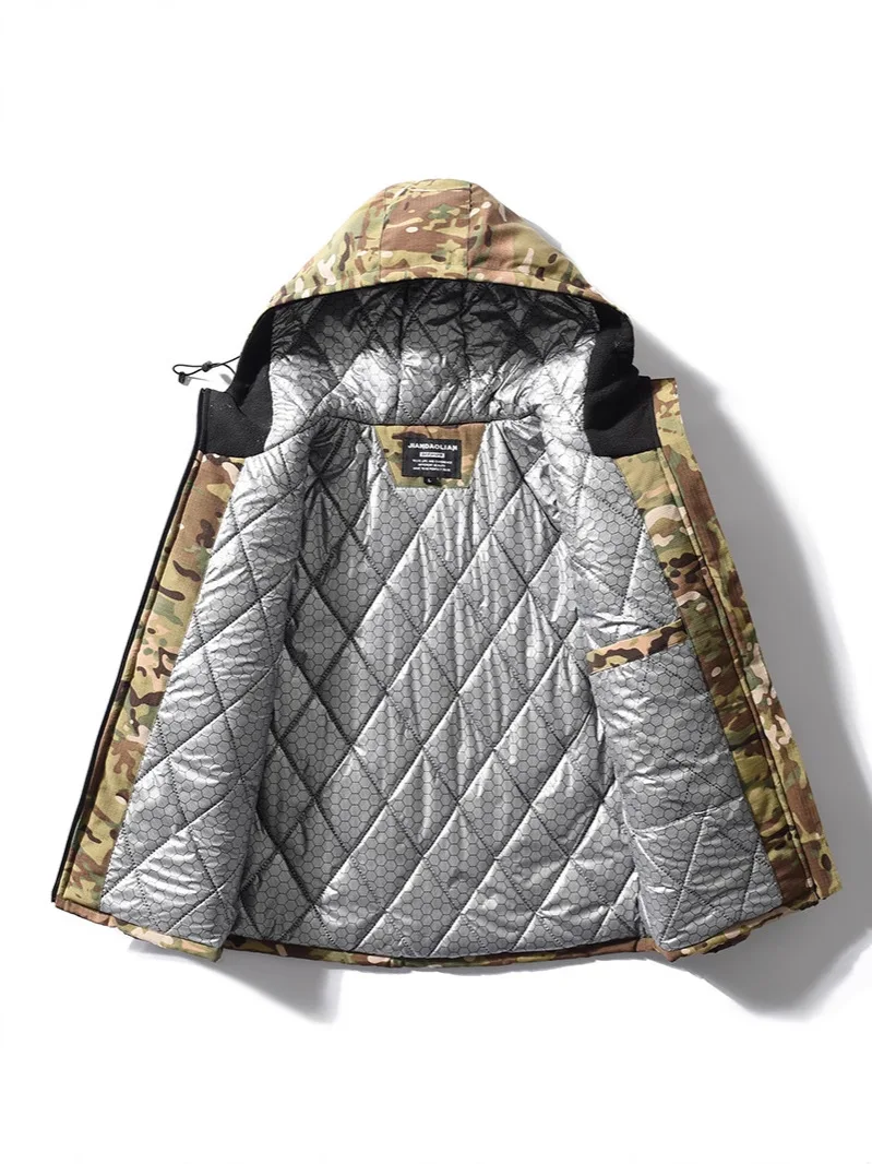 Men's Winter Camouflage Thermal Cotton Jacket Thick Warm Windproof Durable Outdoor Workwear for Cold Weather