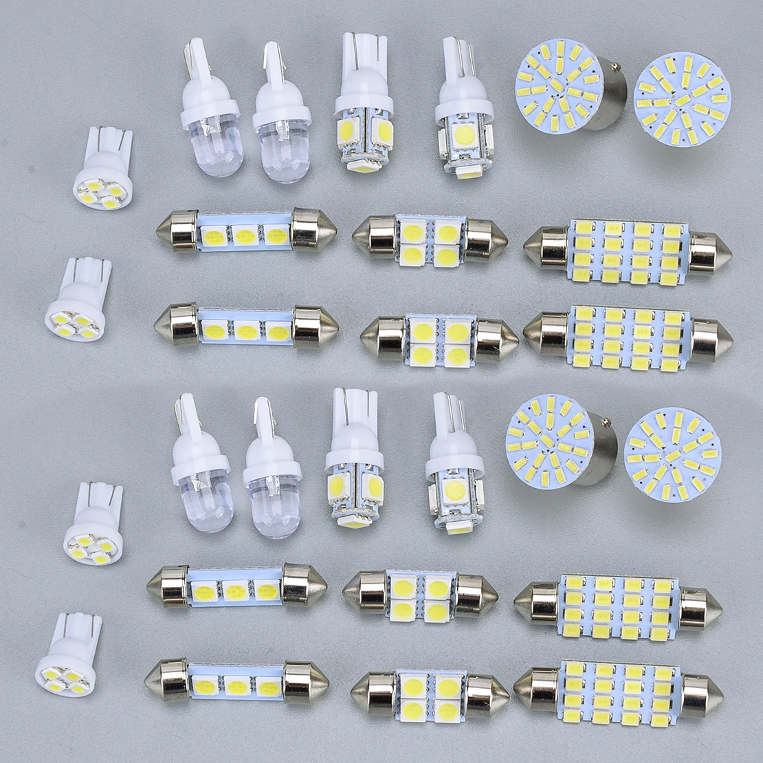 Universal 28Pcs Car Truck Interior Front Rear White LED Bulb Kit For Dome Map Door Glove Box License Plate Brake Lamp Light