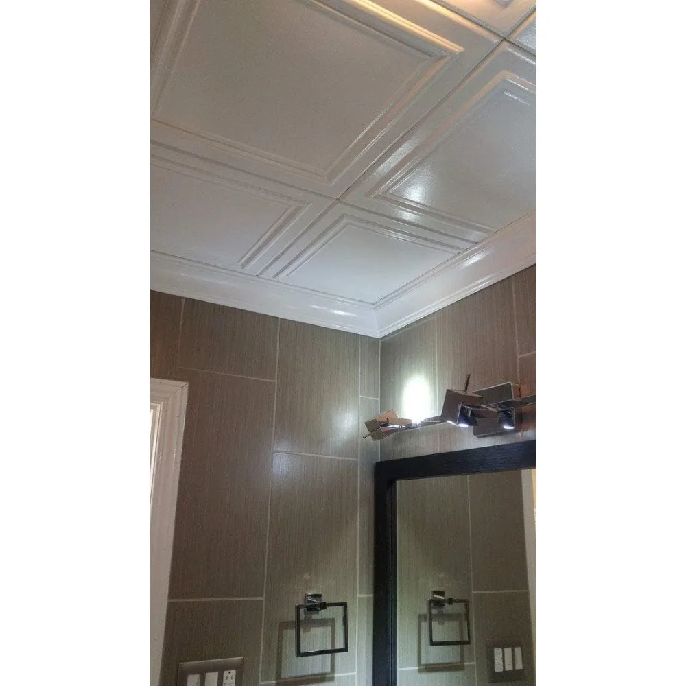 CEILINGS R24 Line Art Schaumstoff-Deckenfliese zum Aufkleben (128 Quadrat ft./Koffer), 48, Packung, einfarbig, Weiß