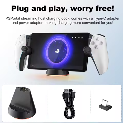 AOLION For PS portal charging dock, PS5 streaming handheld charging dock, contact charging strap, type C head