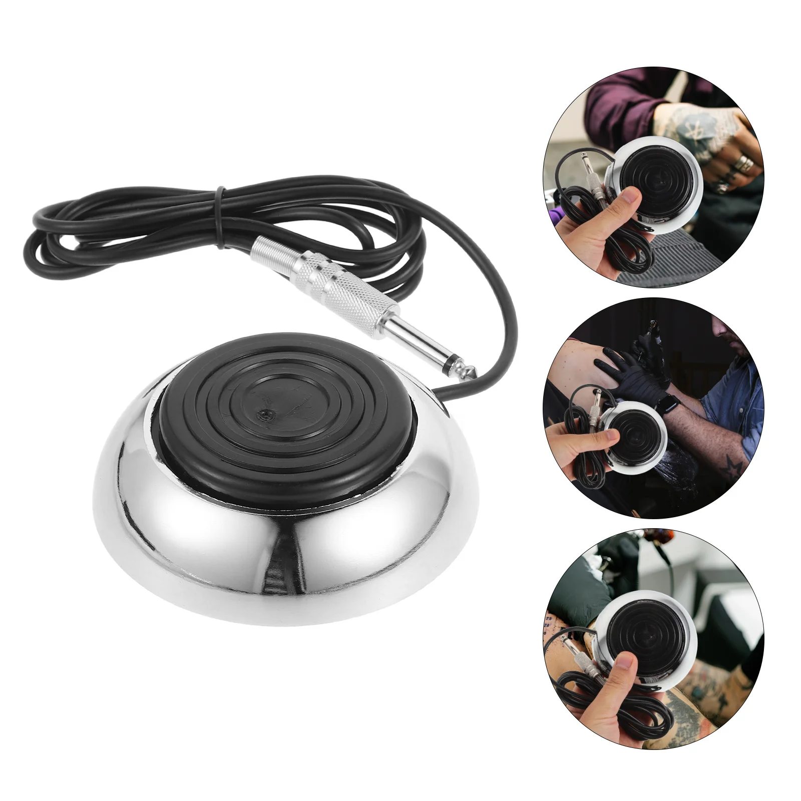 

Tattoo Foot Pedal Round Stainless Steel Portable Pedal Switch 360 Degree Control for Tattoo Machine Power Supply Professional