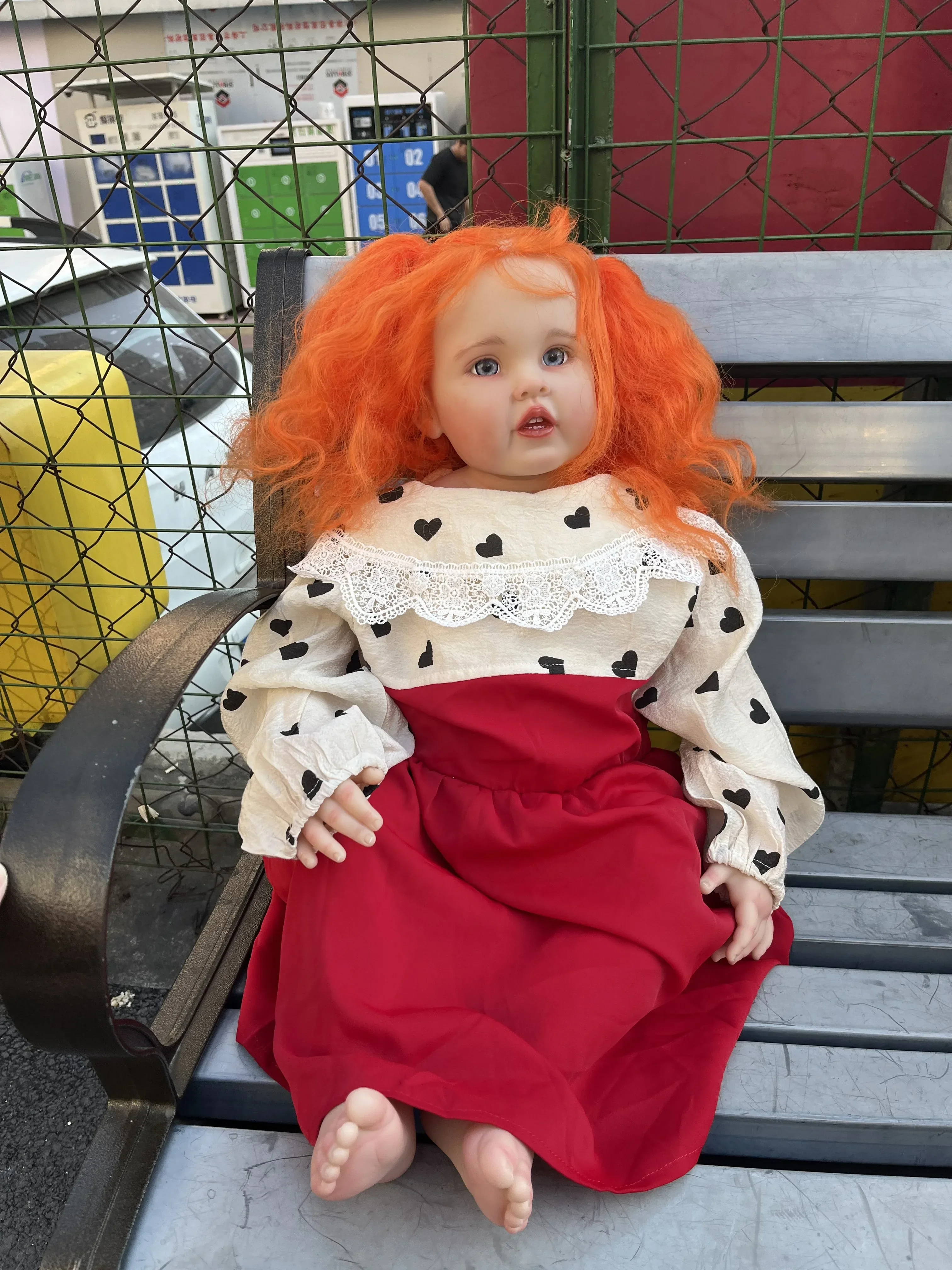 DLS Offerta esclusiva personalizzata Bambola Reborn da 29 pollici con fossetta Foto reali con capelli arancioni Bambola già finita Regalo di Natale