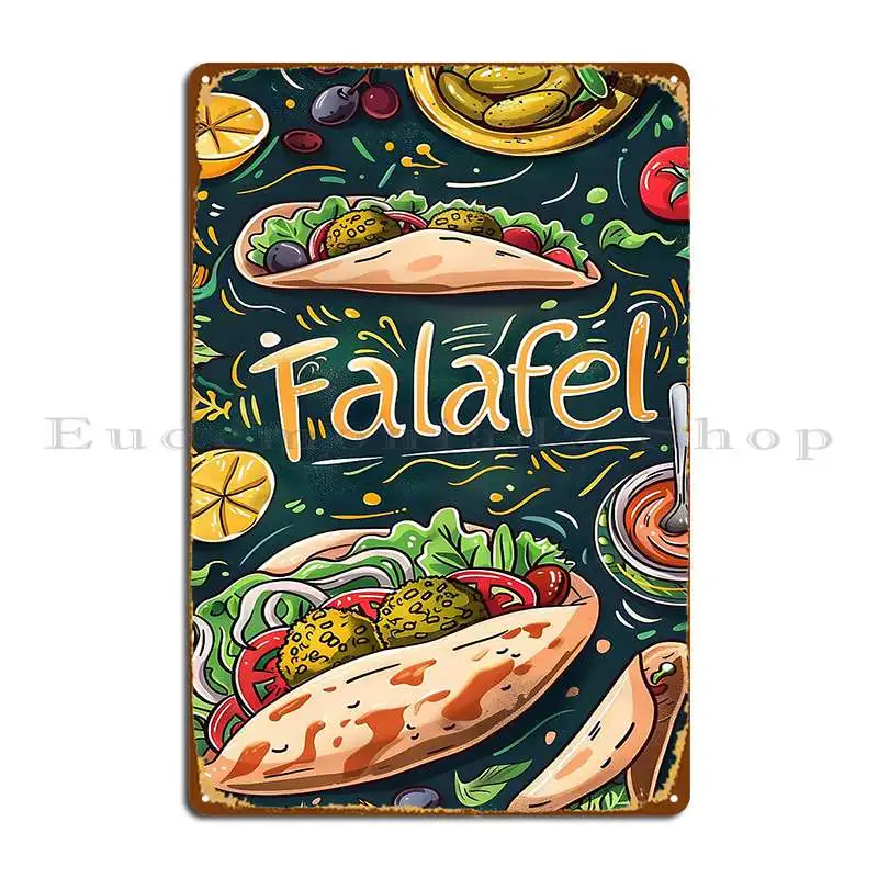 Chickpea Falafel Art The Ultimate Mediterranean And Middle Eastern Vegan Feast Ai Generated Metal Sign Plaques Tin Sign Poster