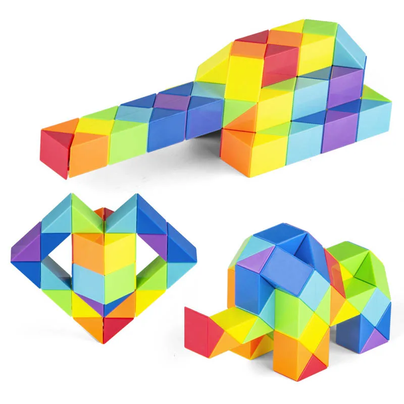 24-72 Segment verwandelbares Regenbogen-Magie-Lineal für Kinder, Puzzle, Zappelspielzeug, Denkaufgabe, magische Regel, Schlange, Geschwindigkeitswürfel, Twist