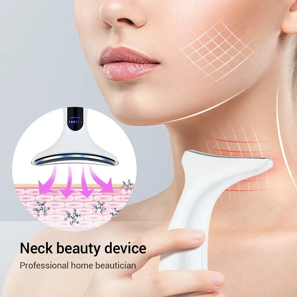 Nek Schoonheidsapparaat 3 Kleuren Led Foton Machine Face Lifting Verstevigende Nek Rimpel Verwijderen Whitening Gezichtsverzorging Massager