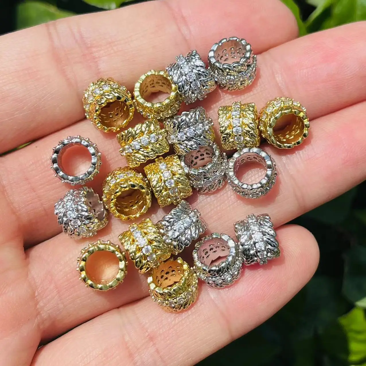 

10Pcs/Lot CZ Pave Brass Spacer Beads for Jewelry Accessory