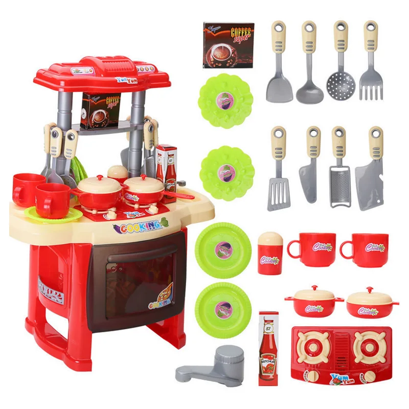 2020 New Kids Kitchen Set Children Kitchen Toys LargeSimulation Model Colourful Play Educational Toy for Girl Baby