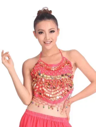 Hot Selling On Sale Cheap Coins Sexy Belly Dance Top Size Bra for Women 11 Colors Available