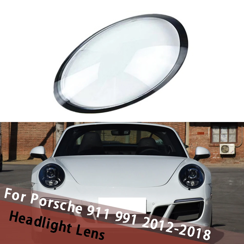

Lamp Lampshade For Porsche 911 991 2012- 2018 (Black Edge) Headlight Lens Cover Replace Clear Shell Head Lights Caps Shade