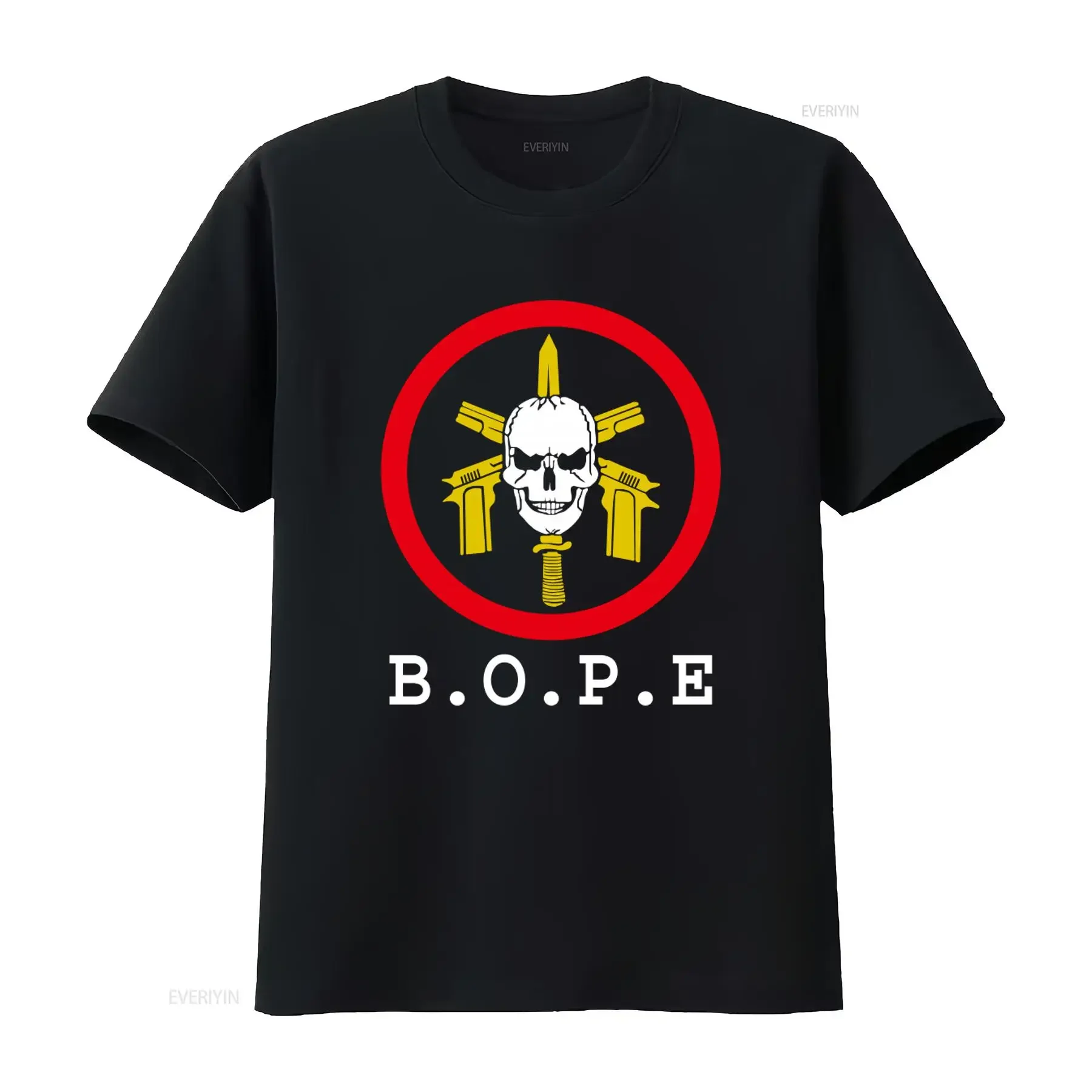 BOPE Tropa De Elite Squad Brazilian Special Force Navy Black T shirt with Skull Guns and Knife Print vintage Washed graphic