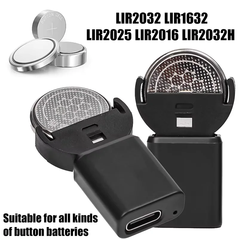 USB Type C Plug Lithium Battery Adapter For LIR2032 LIR2025 LIR1632 ML2032 ML2025 CR2032 Coin Button Cell Battery Fast Charger