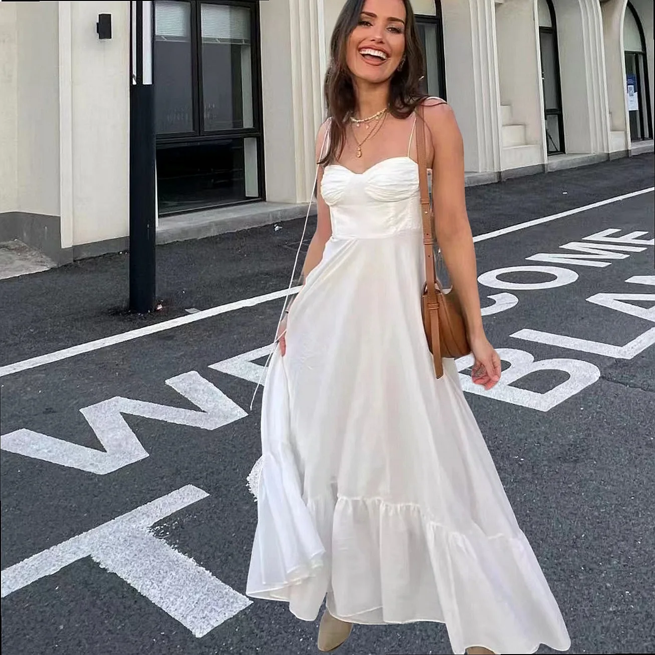 Summer Dress Dresses for Women 2024 Fashion Layered Decor Poplin Sleeveless Vestido Overall Jumpsuit Playsuit