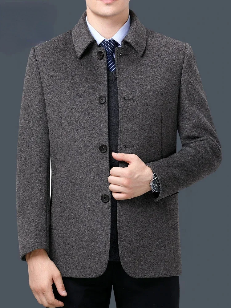 Double Sided 100% Cashmere Jackets for Men Clothing Autumn Winter Woolen Coat Men's Short High-end Casual Jacket Abrigos Hombre