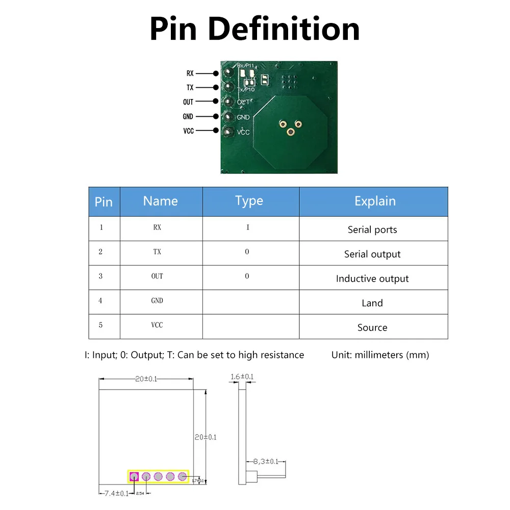 HLD-K16C 5.8G Radar Sensor Motion Microwave Intelligent Radar Induction Switch Module DC 5V Radar Induction Sensors