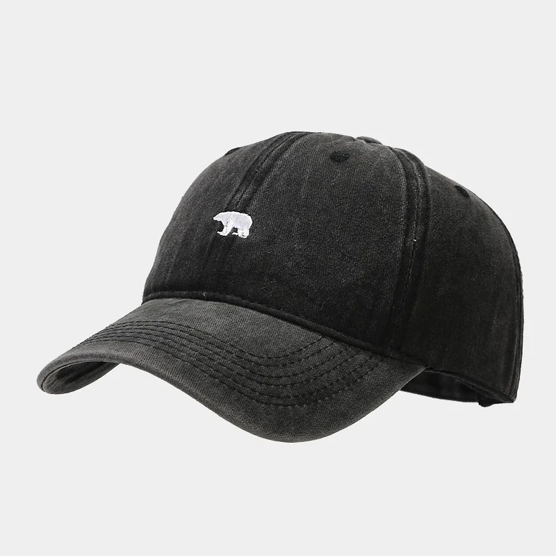 Ayı nakış beyzbol şapkası kadın erkek yıkanmış pamuk beyzbol şapkası açık spor Visors Snapback kap nefes güneş şapkaları