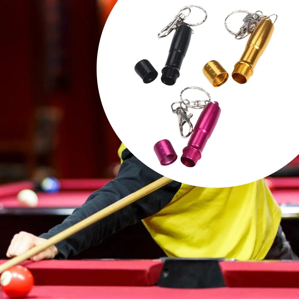 Double Head Pool Tip Tool Snooker Stick Tip Tool with Keyring with Empty Tip Case Billiard Accessories Shaper for Gifts Women