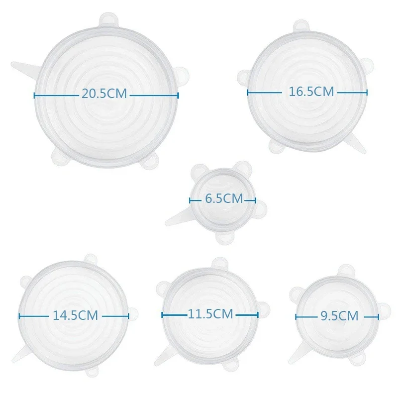 6 Pcs Silicone Stretch Lids Reusable Airtight Food Wrap Covers Keeping Fresh Seal Bowl Stretchy Wrap Cover Kitchen Cookware image 6