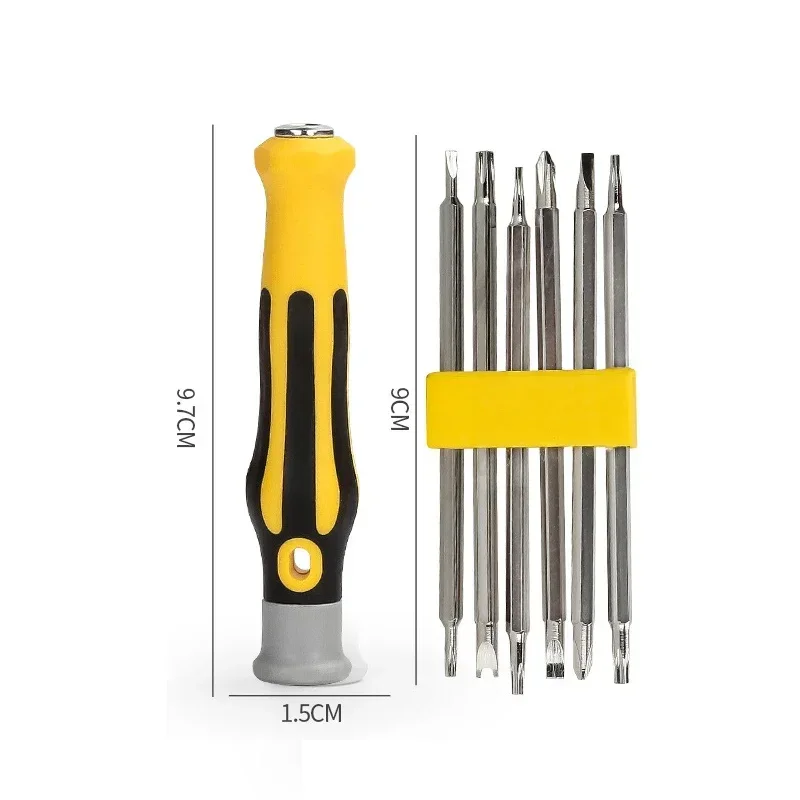 6In1 Magnetic Screwdriver Set Cross Flat Shaped Head Multifunctional Precision Handheld Maintenance Tool for Matelworking