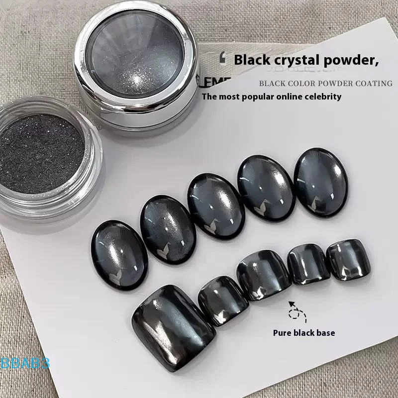 【B】pendiente de uñas con brillo recubierto de cristal negro, decoración de uñas, suministros de manicura para salón de uñas