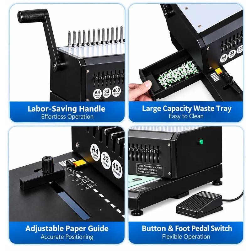 D80Rubber Ring Clamping Strip Electric Binding Machine 10-hole 21-hole Rubber Ring Punch for Financial Documents Binding Machine