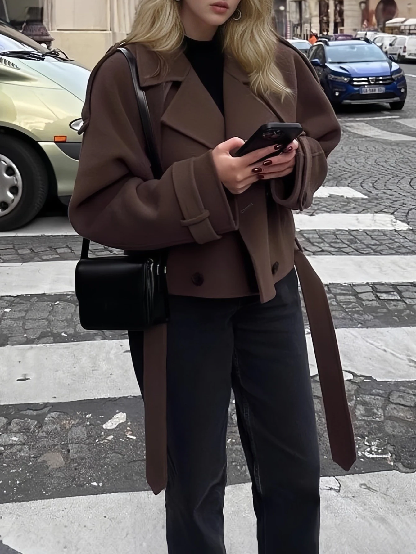 

Women's Trench Coat Autumn Winter Fashion Elegant Solid Color Long Sleeve V-Neck Button FrontTrench Coat For Women
