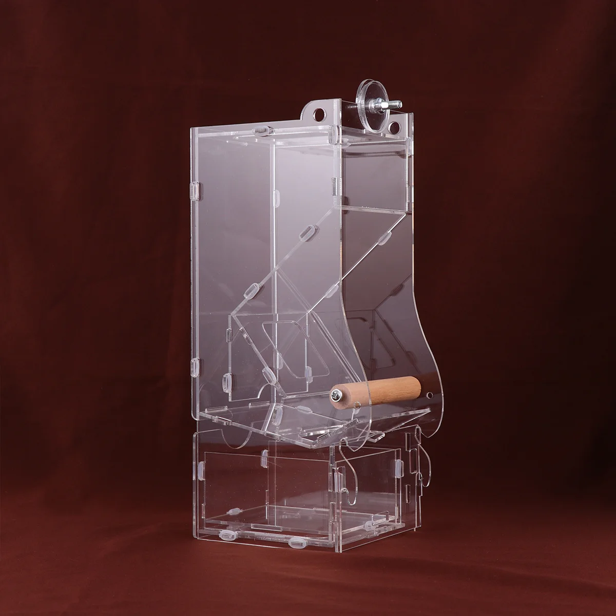 

1pc Automatic Feeder Acrylic Bird Cage Food Container Easy Removable Transparent Partition For Budgerigar Canary Parrot Size L