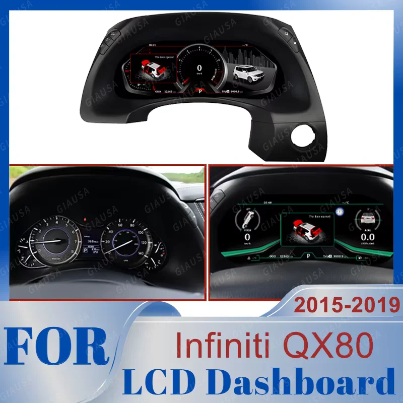 

12.3'' LCD Digital Dashboard Virtual Cockpit Instrument Cluster Display Car Tuning Speedometer Panel For Infiniti QX80 2015-2019